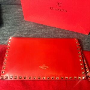 Valentino Rockstud Clutch wristlet Lipstick red